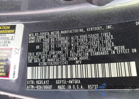 2009 Toyota Venza Base V6 из США, поврежденный, VIN 4T3BK11A29U013342